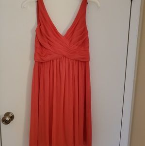 David's Bridal coral bridesmaid dress